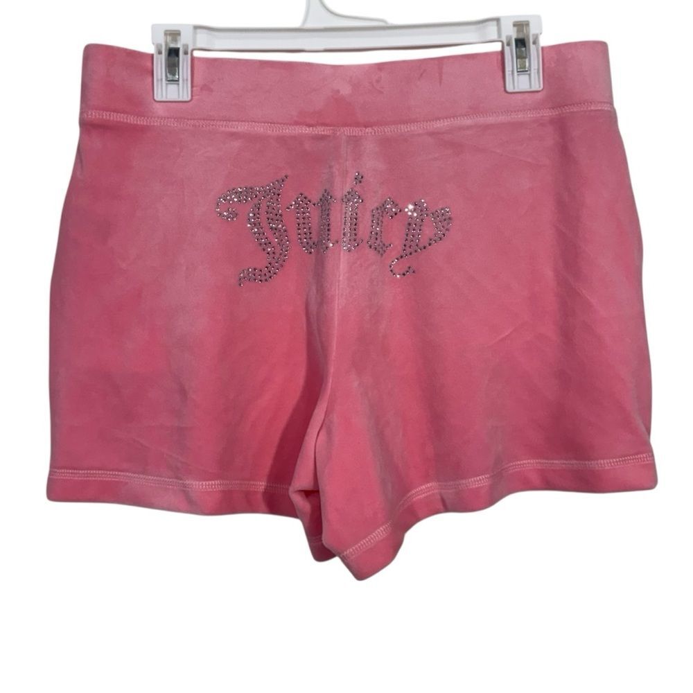 NWOT Juicy Couture Y2K Baby Pink Rhinestone Velour Shorts